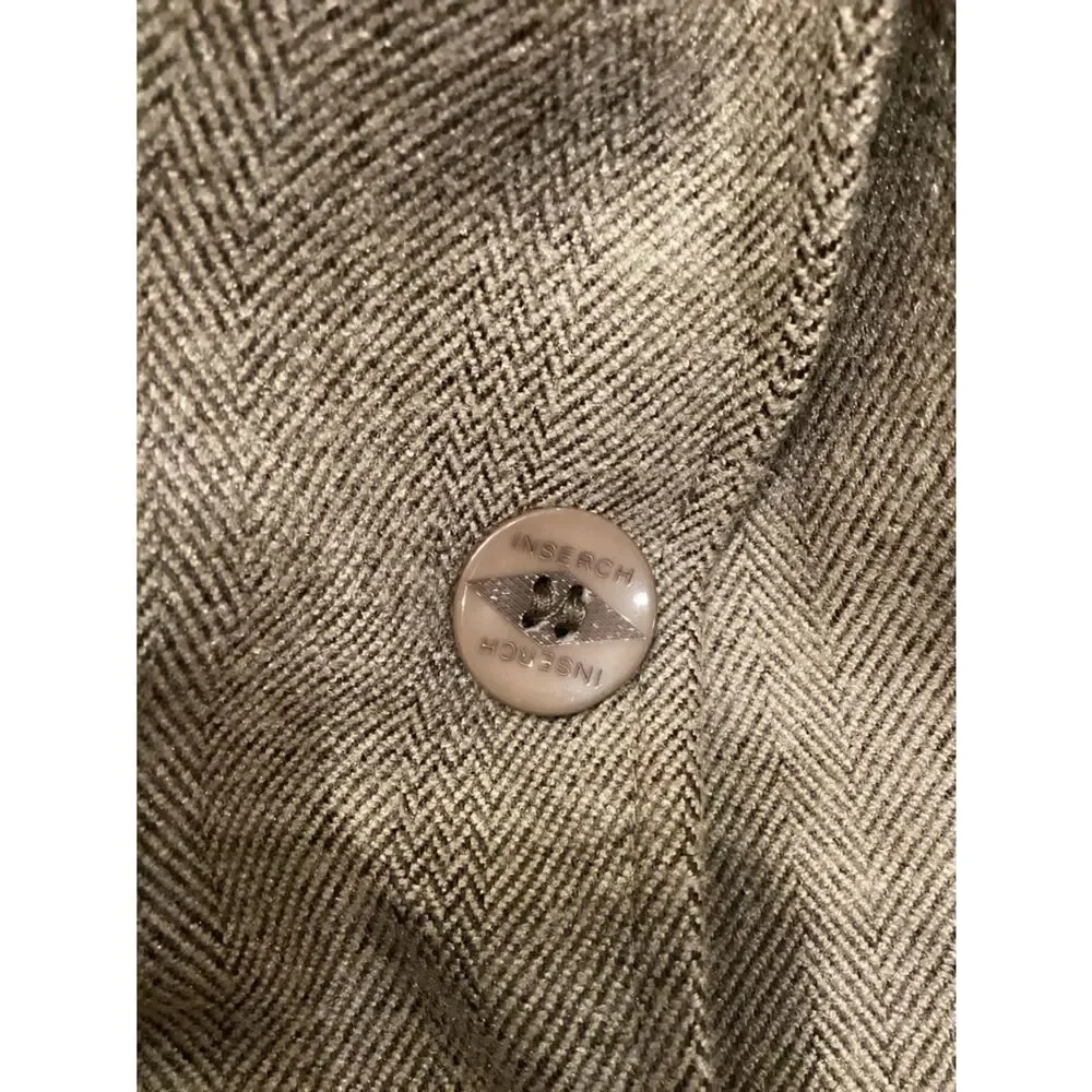 NWT Inserch Blazer Brown Soft Tweed Flannel Herringbone Paisley Lining Size 2XL
